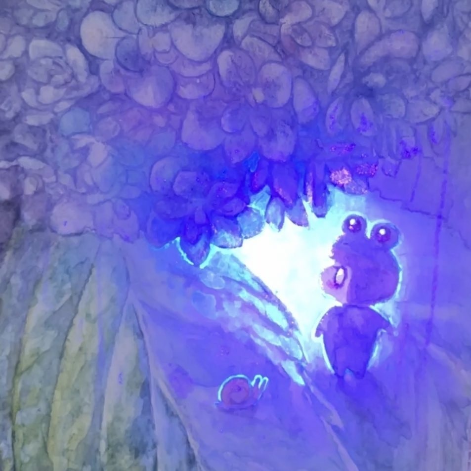 水彩原画『紫陽花の下の』