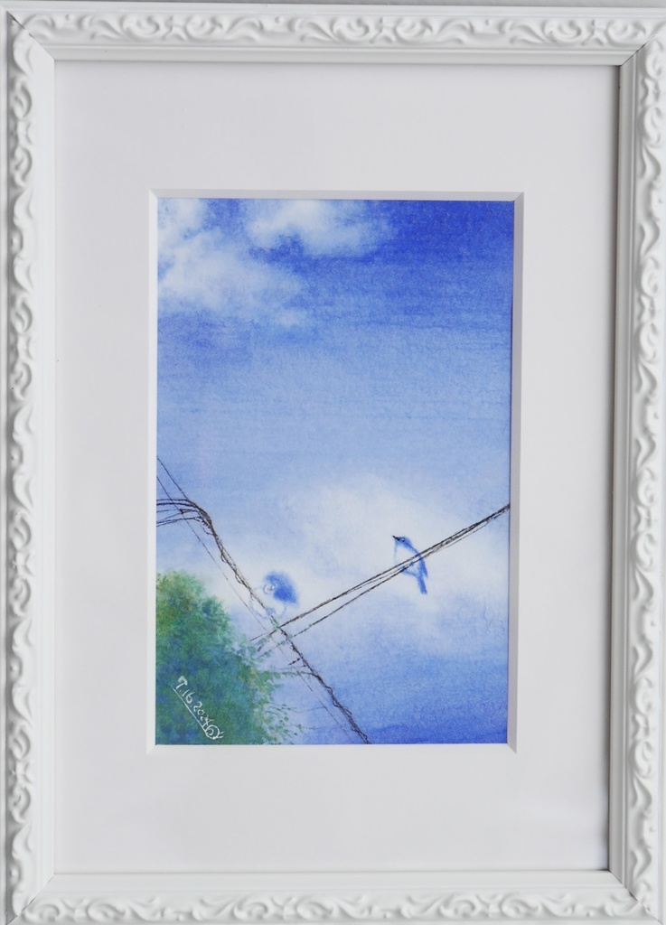 額装水彩原画『青い。』