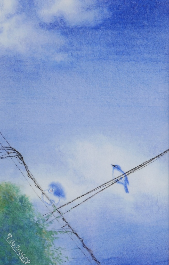 額装水彩原画『青い。』