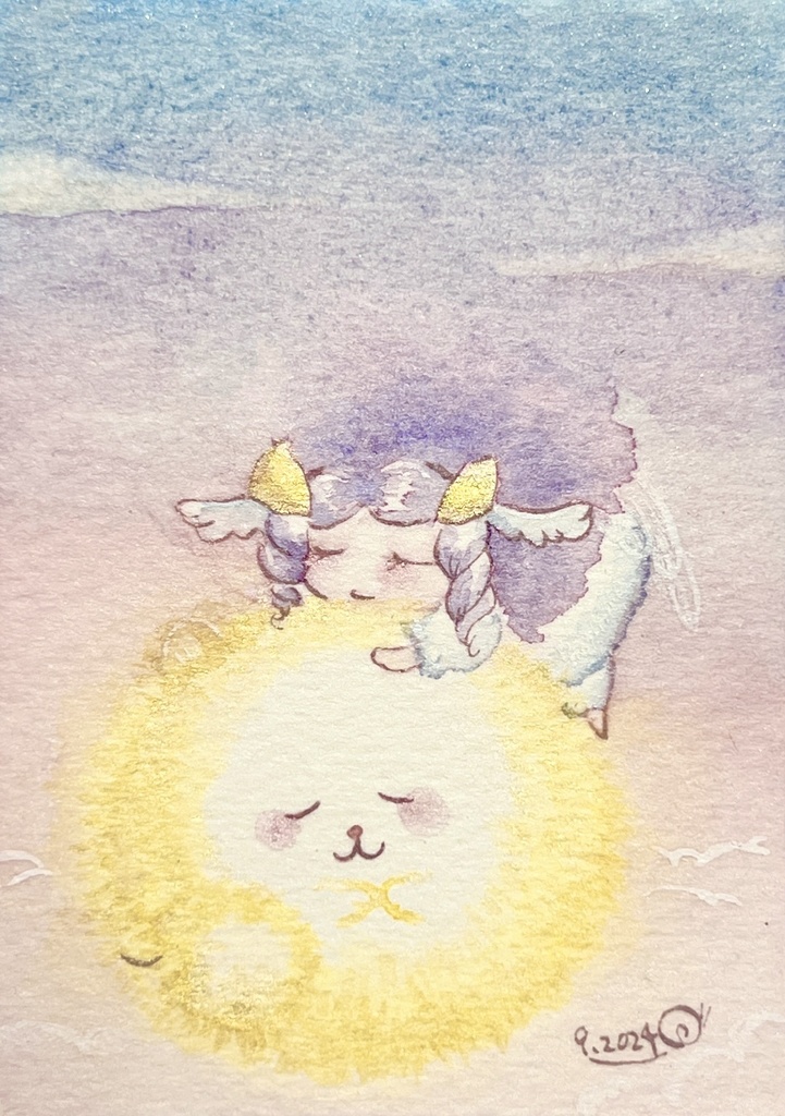 水彩原画ATC『薄明のハク』