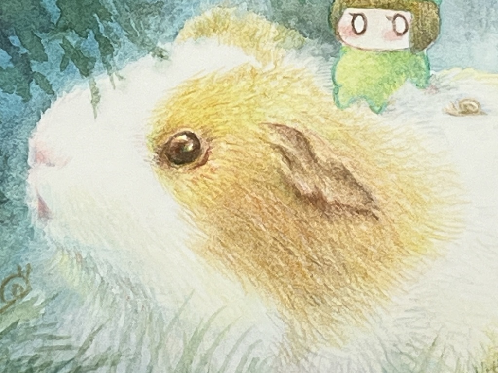 水彩原画「モルとかえるちゃん」