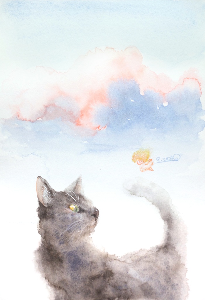 水彩原画「夏の終わりの」