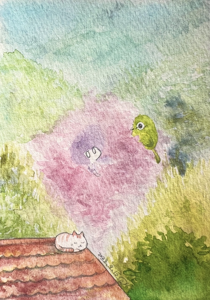 水彩原画「山桜」