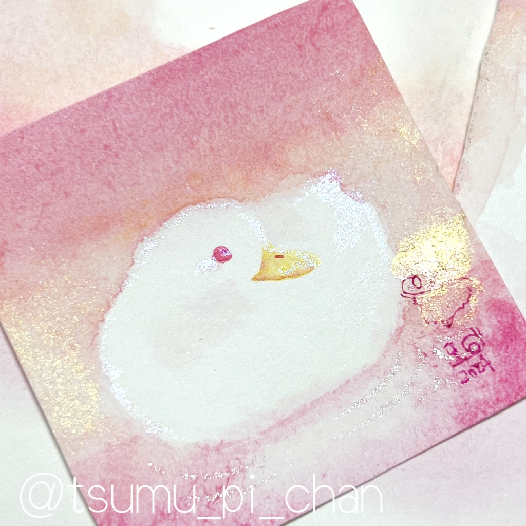 ミニ額原画「夕焼けアヒル」