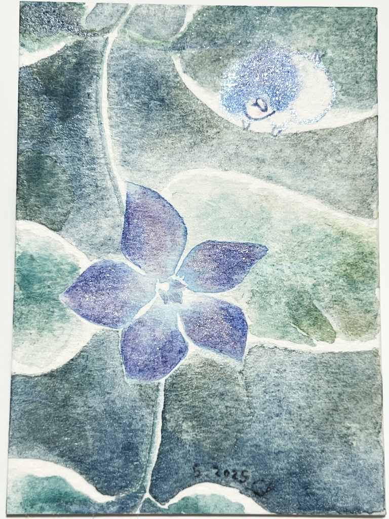 ATC原画「雨上がりの一輪」