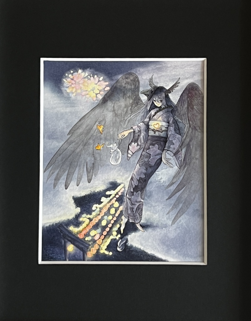 水彩原画「雲の上の〜宵の祭〜」