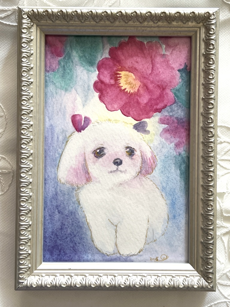 額装水彩画「小さな幸せ」