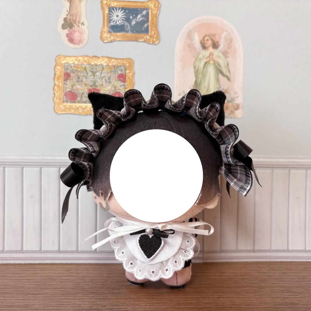 ぬい用猫耳ヘッドドレス🖤✖️スタイ🖤セット