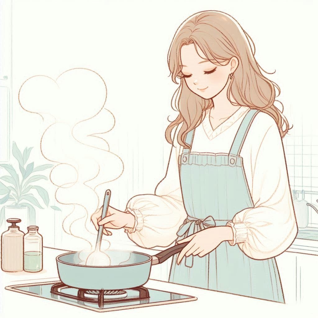 料理をする女性のイラスト素材04