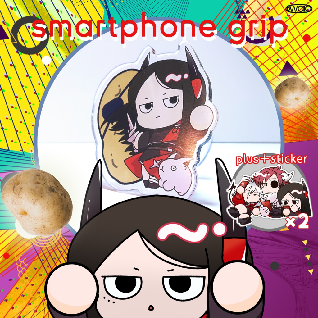 イネスおねいちゃんスマホグリップ+傭兵組ステッカーセット