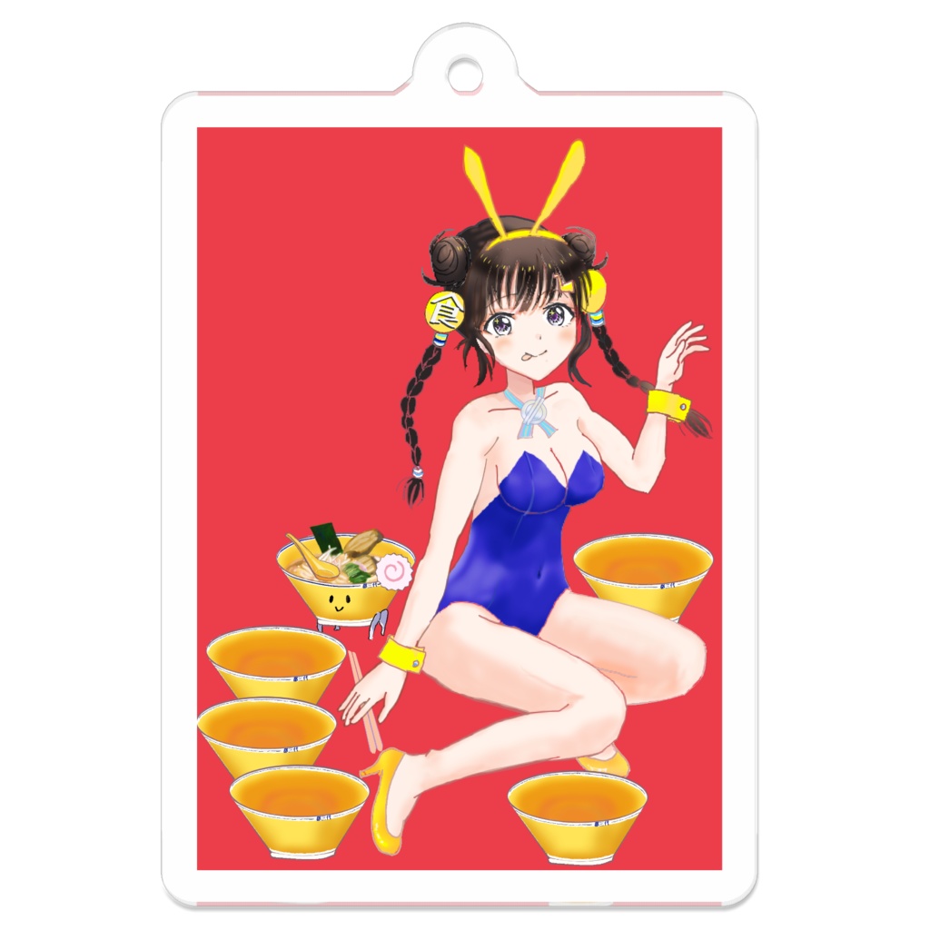 都三代らみょん　青バニースタイルキーホルダー