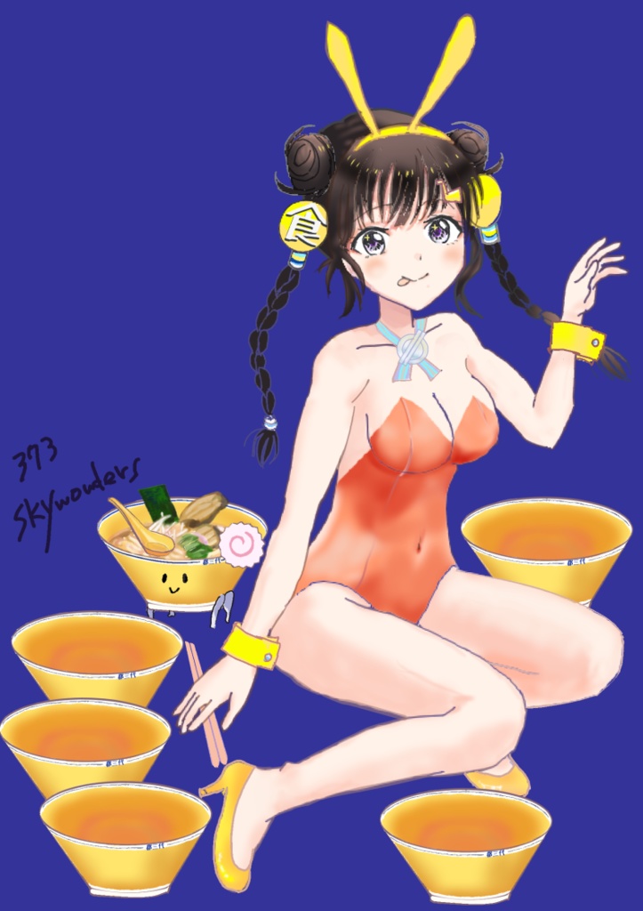 都三代らみょん 赤バニースタイルキーホルダー