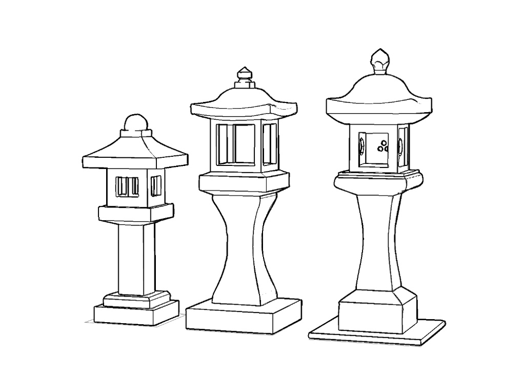 【3Dモデル】灯篭セット/LanternSet