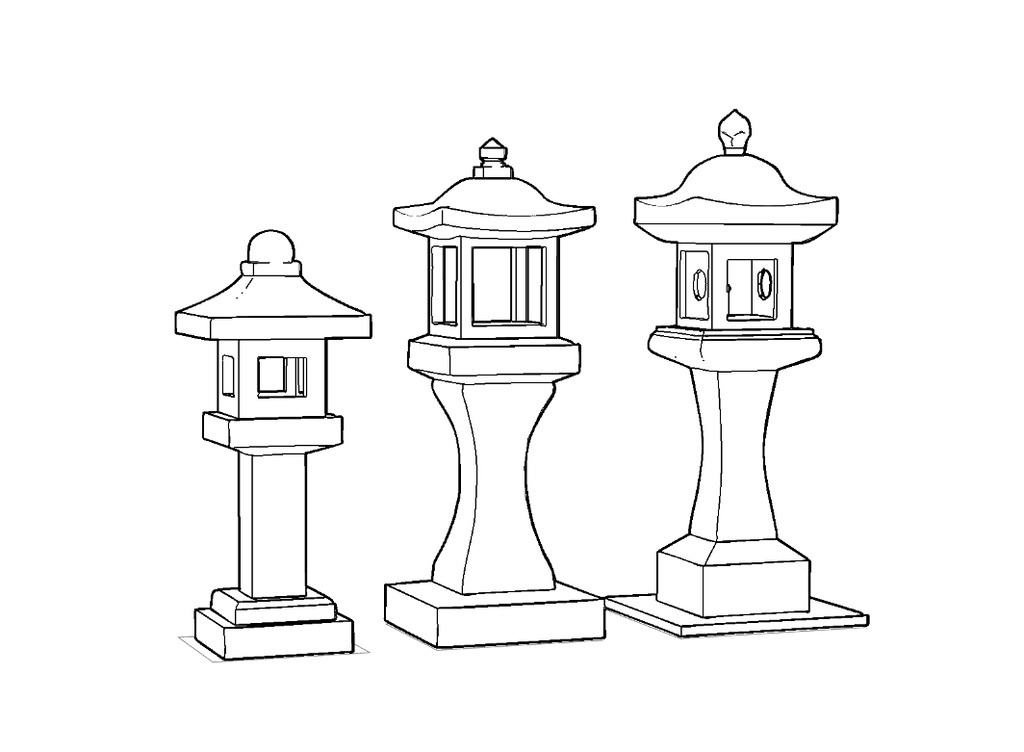 【3Dモデル】灯篭セット/LanternSet