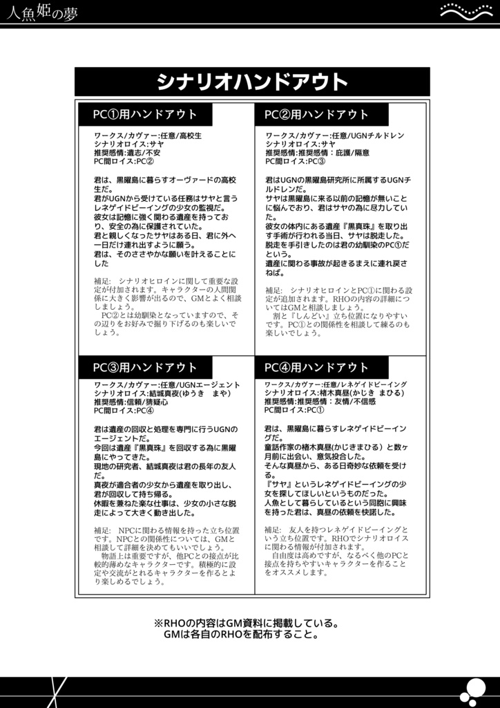 DX3rd非公式シナリオ『人魚姫の夢』