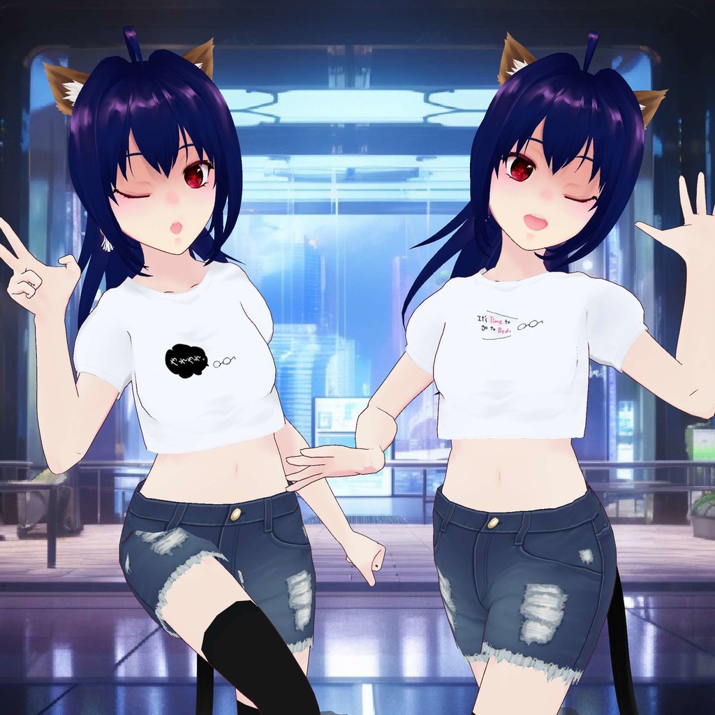 【FREE/無料】やれやれ短T Yareyare Short Sleeve T-shirt(自由換色OK)【VRoid】