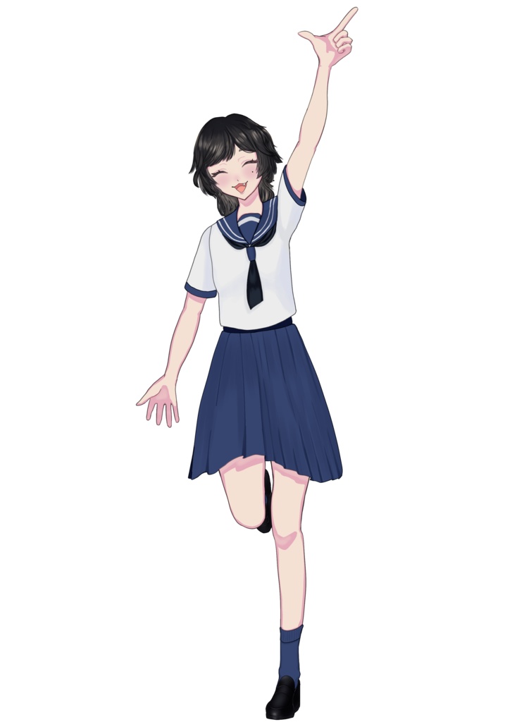 【TRPG】立ち絵素材 セーラー服の女子学生・表情差分あり