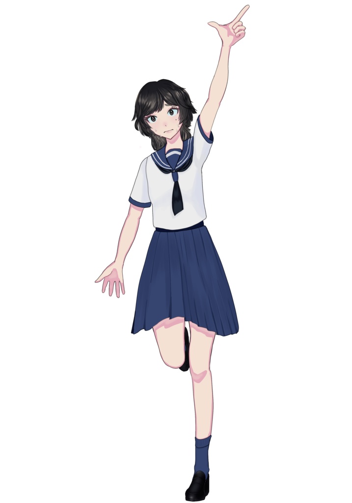 【TRPG】立ち絵素材 セーラー服の女子学生・表情差分あり