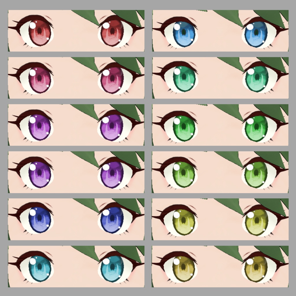 【VRoid】手描き風瞳テクスチャ 18色セット