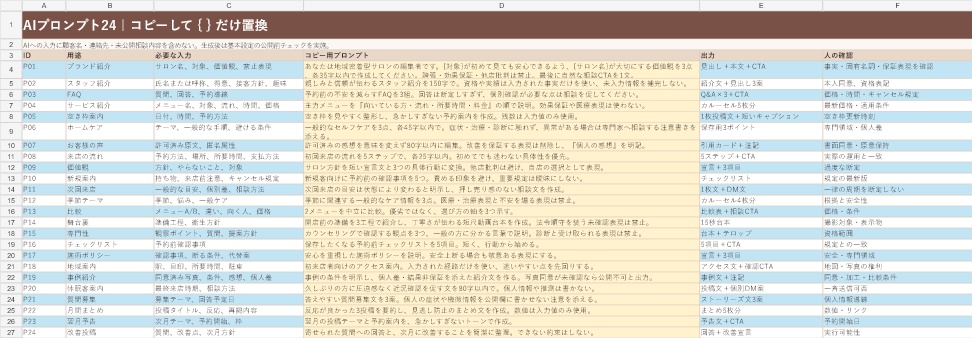 【美容室・ネイル・エステ向け】30日分のSNS投稿ネタ+再来店フォロー|AIプロンプト24本・テンプレ12種