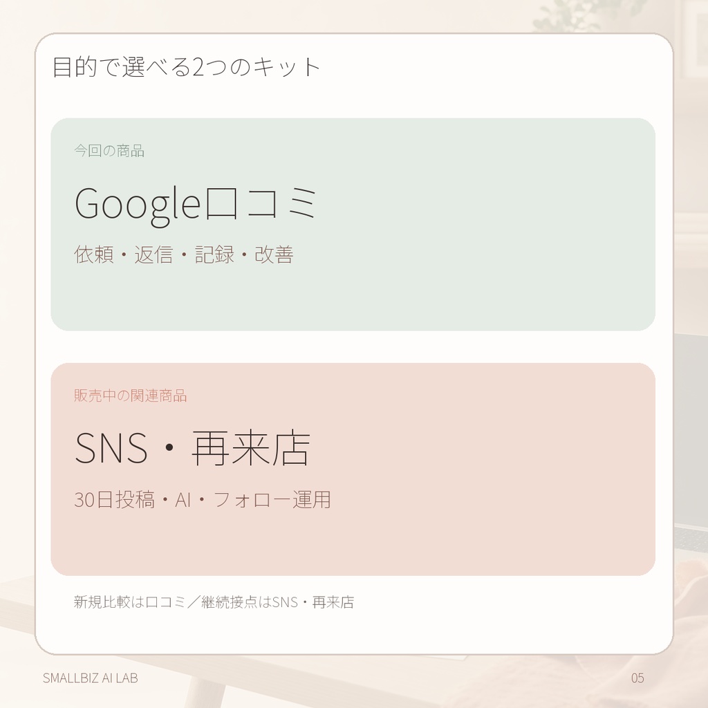【美容室・ネイル・エステ向け】Google口コミ依頼・返信テンプレート|低評価対応・AI運用キット