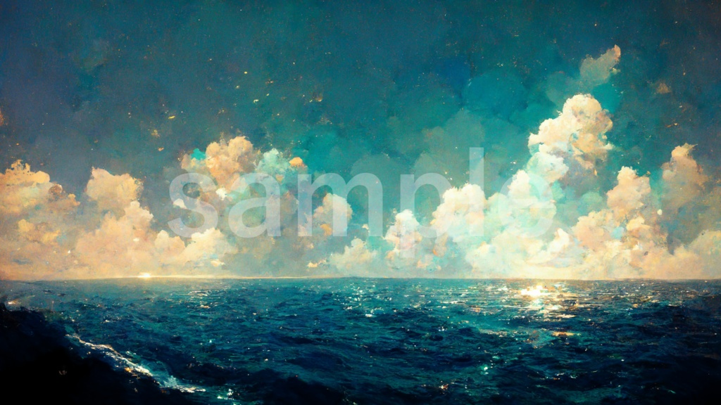 輝く海のイラスト背景素材 5枚セット