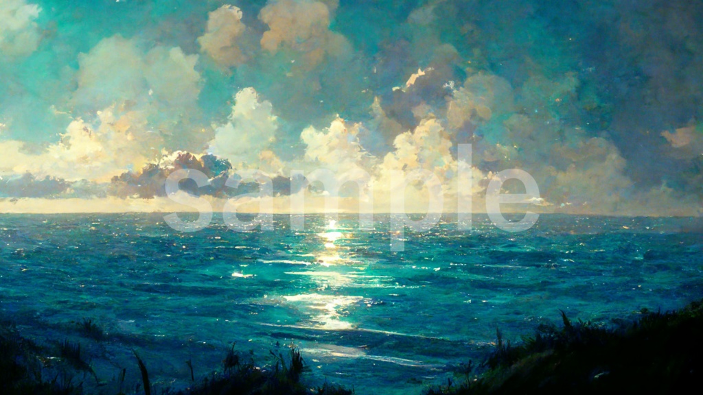 輝く海のイラスト背景素材 5枚セット