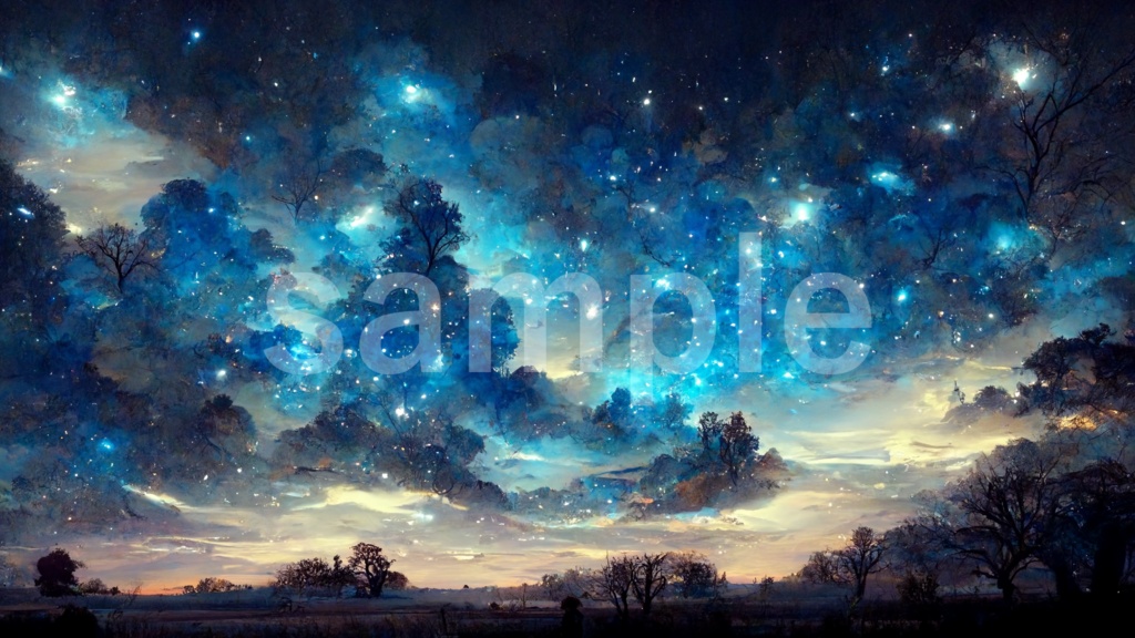 蒼い星空のイラスト背景素材 5枚セット