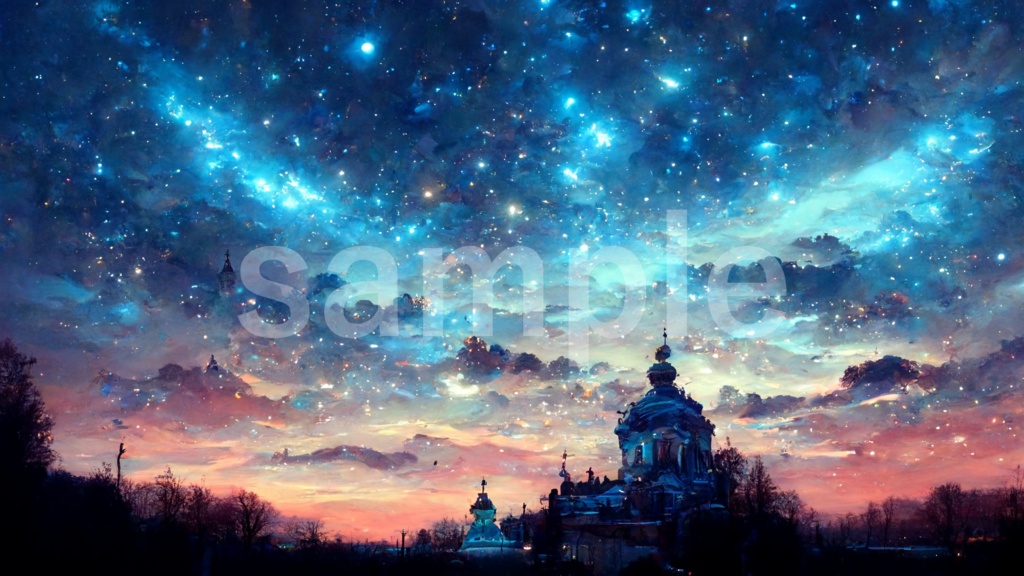 蒼い星空のイラスト背景素材 5枚セット