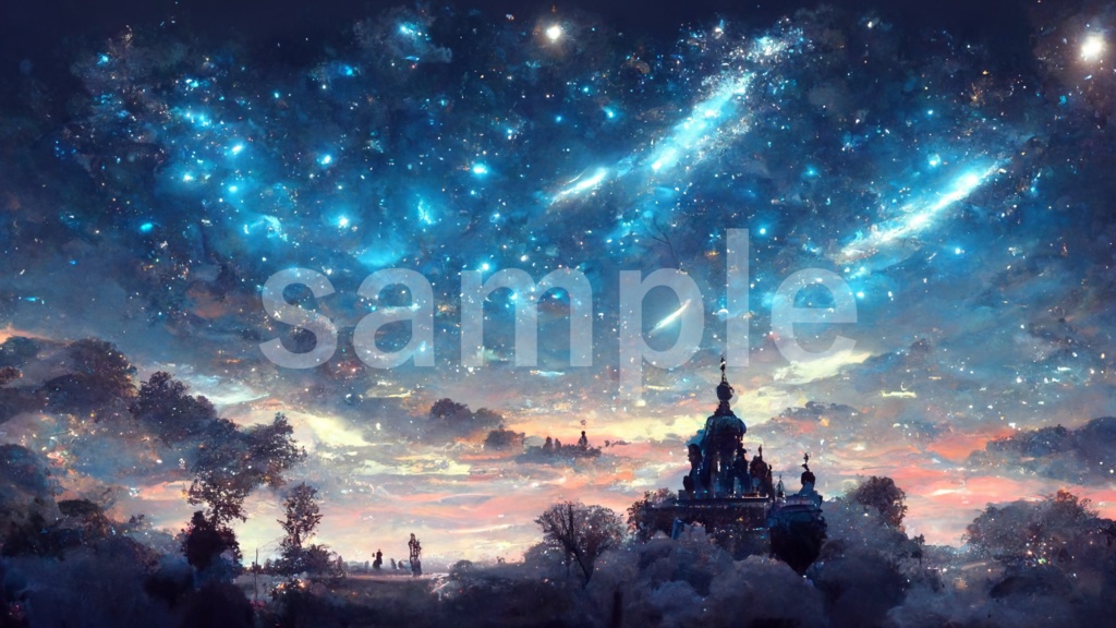 蒼い星空のイラスト背景素材 5枚セット