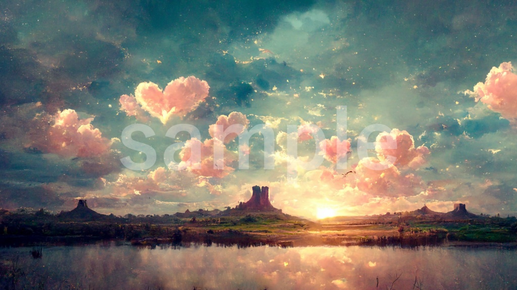 水彩風 かわいい空のイラスト背景素材 8枚セット