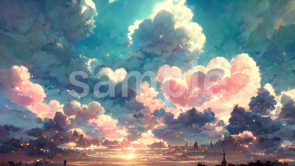 水彩風 かわいい空のイラスト背景素材 8枚セット