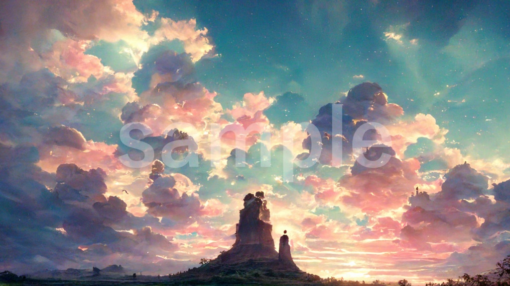 水彩風 かわいい空のイラスト背景素材 8枚セット