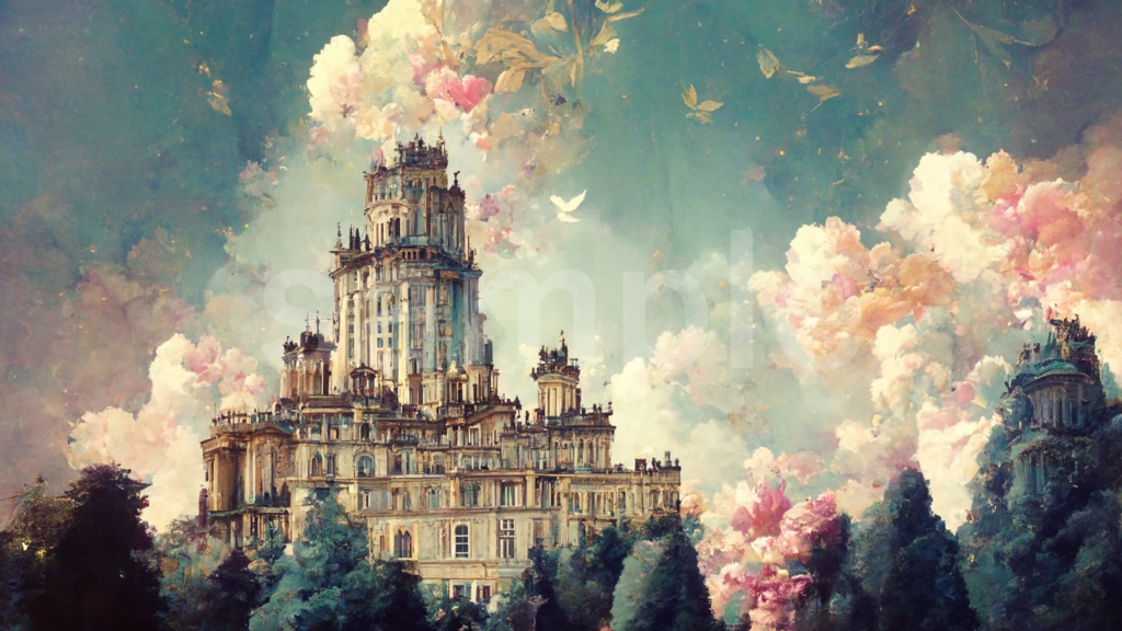 天使の住む城 イラスト背景素材 5枚セット