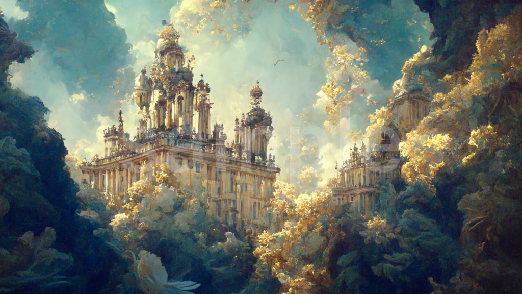 天使の住む城 イラスト背景素材 5枚セット