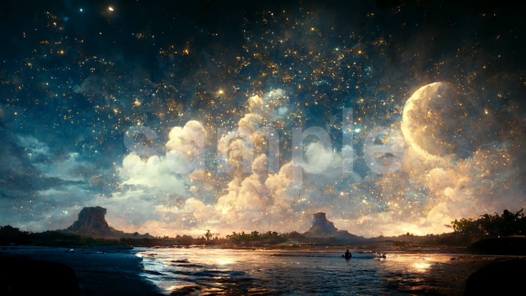 輝く夜空のイラスト背景素材 5枚セット