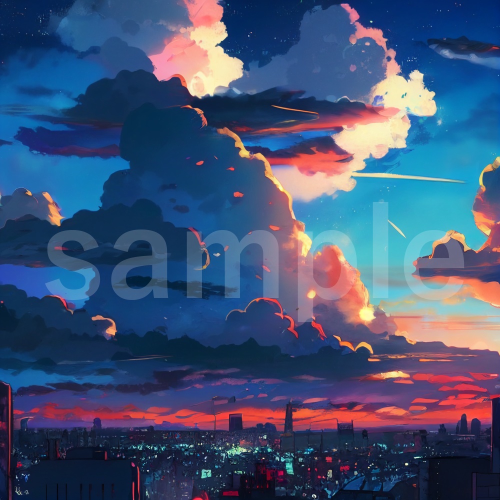 アニメ風ドラマチックな空のイラスト背景素材 8枚セット