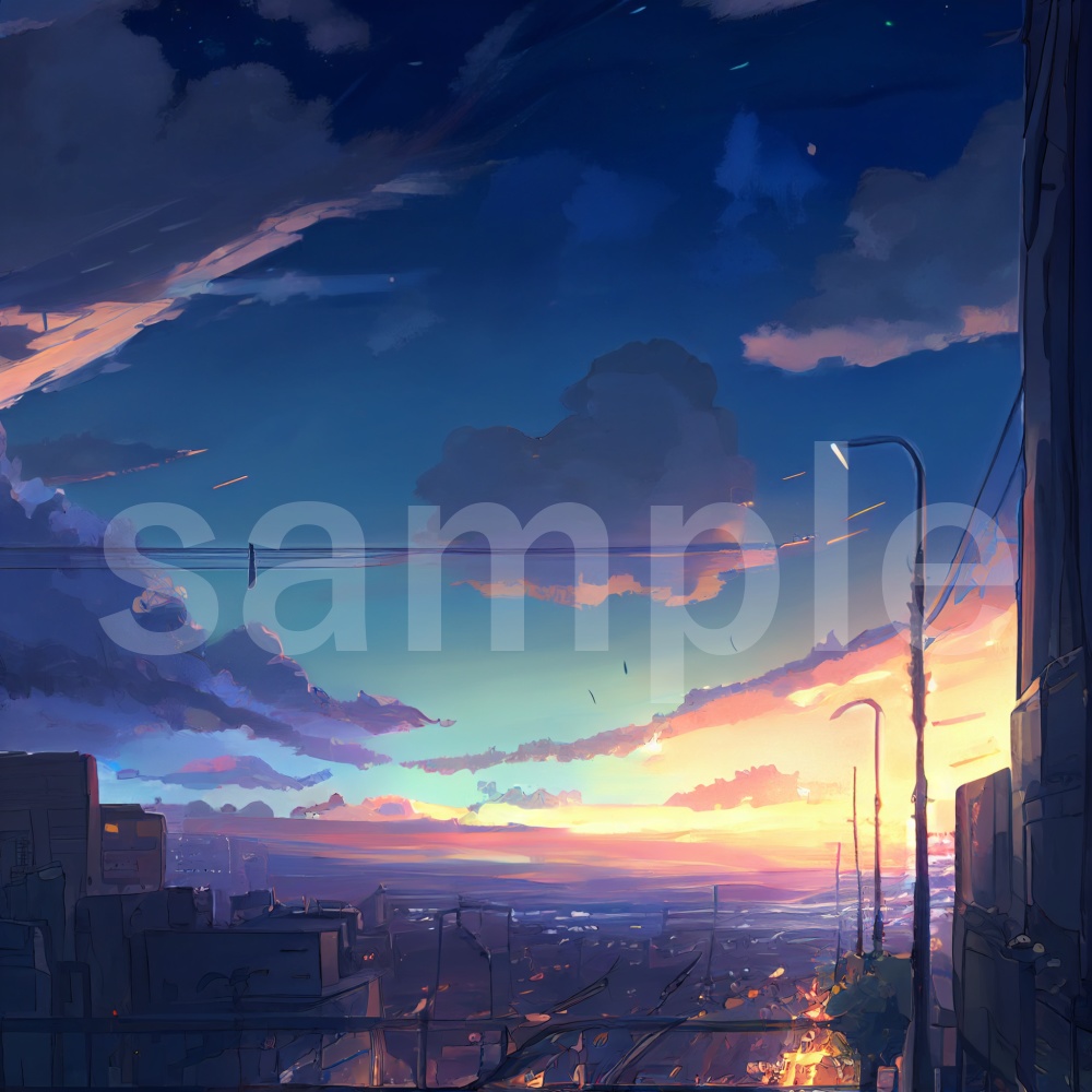 アニメ風ドラマチックな空のイラスト背景素材 8枚セット