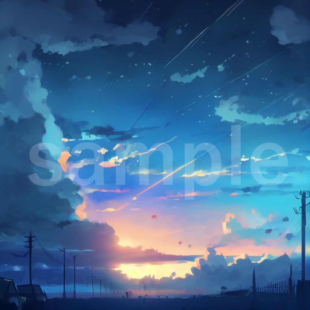 アニメ風ドラマチックな空のイラスト背景素材 8枚セット