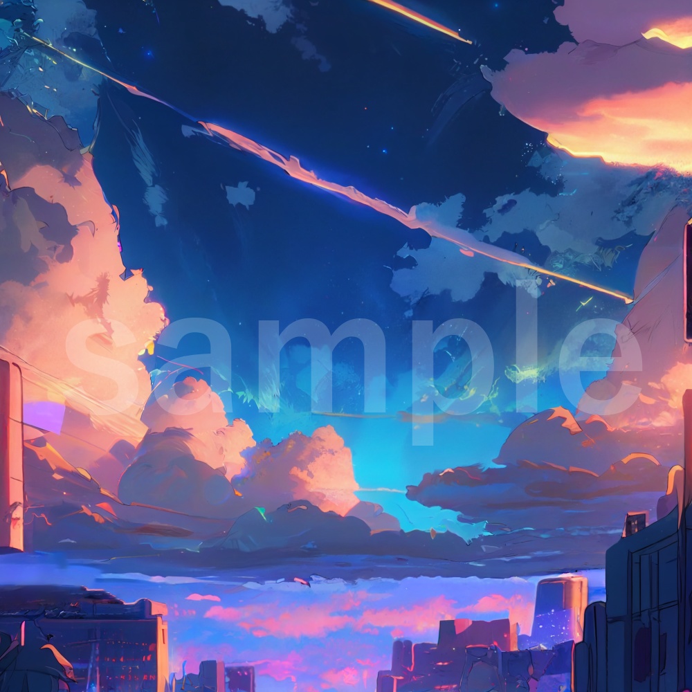 アニメ風ドラマチックな空のイラスト背景素材 8枚セット