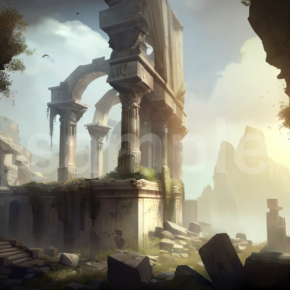 アニメ風な廃墟のイラスト背景素材 8枚セット