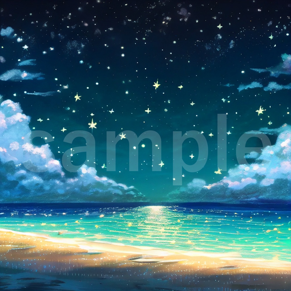 アニメ風な夜空のイラスト背景素材 8枚セット