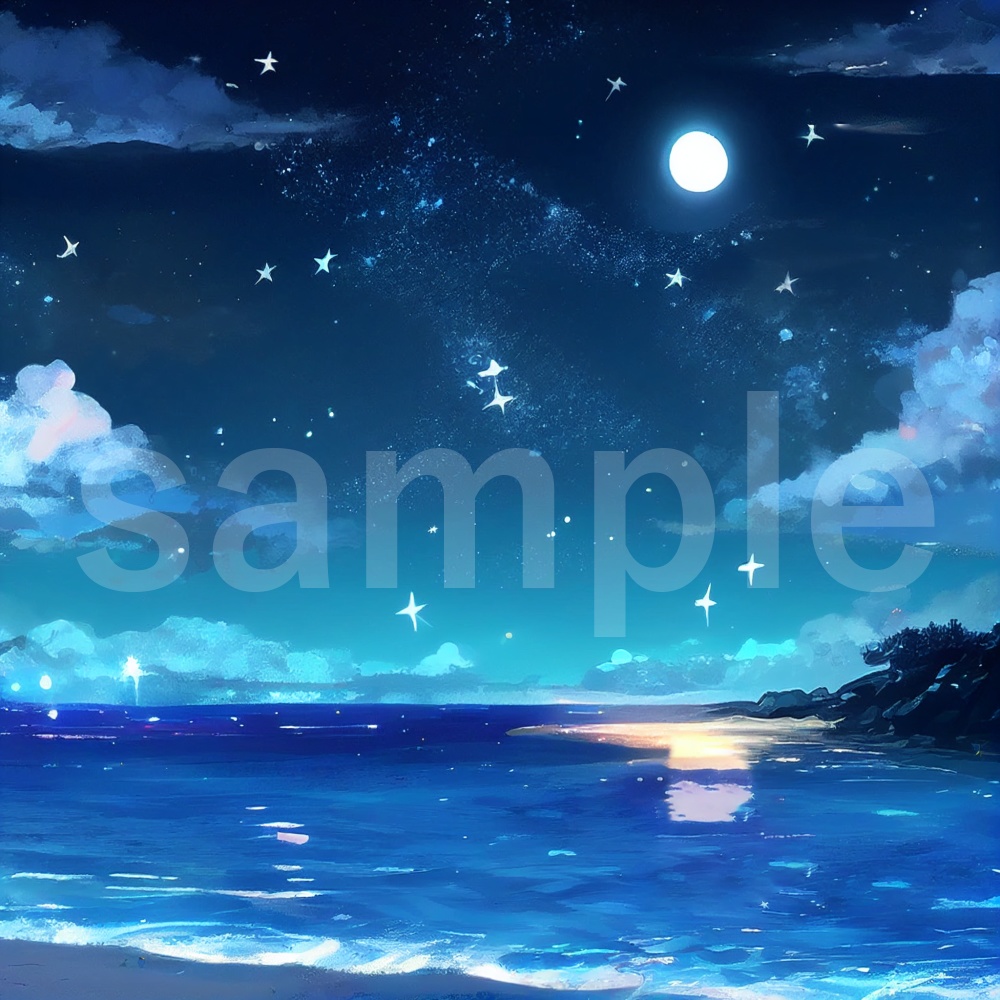 アニメ風な夜空のイラスト背景素材 8枚セット