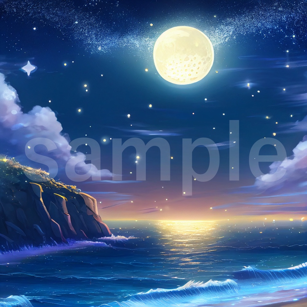 アニメ風な夜空のイラスト背景素材 8枚セット