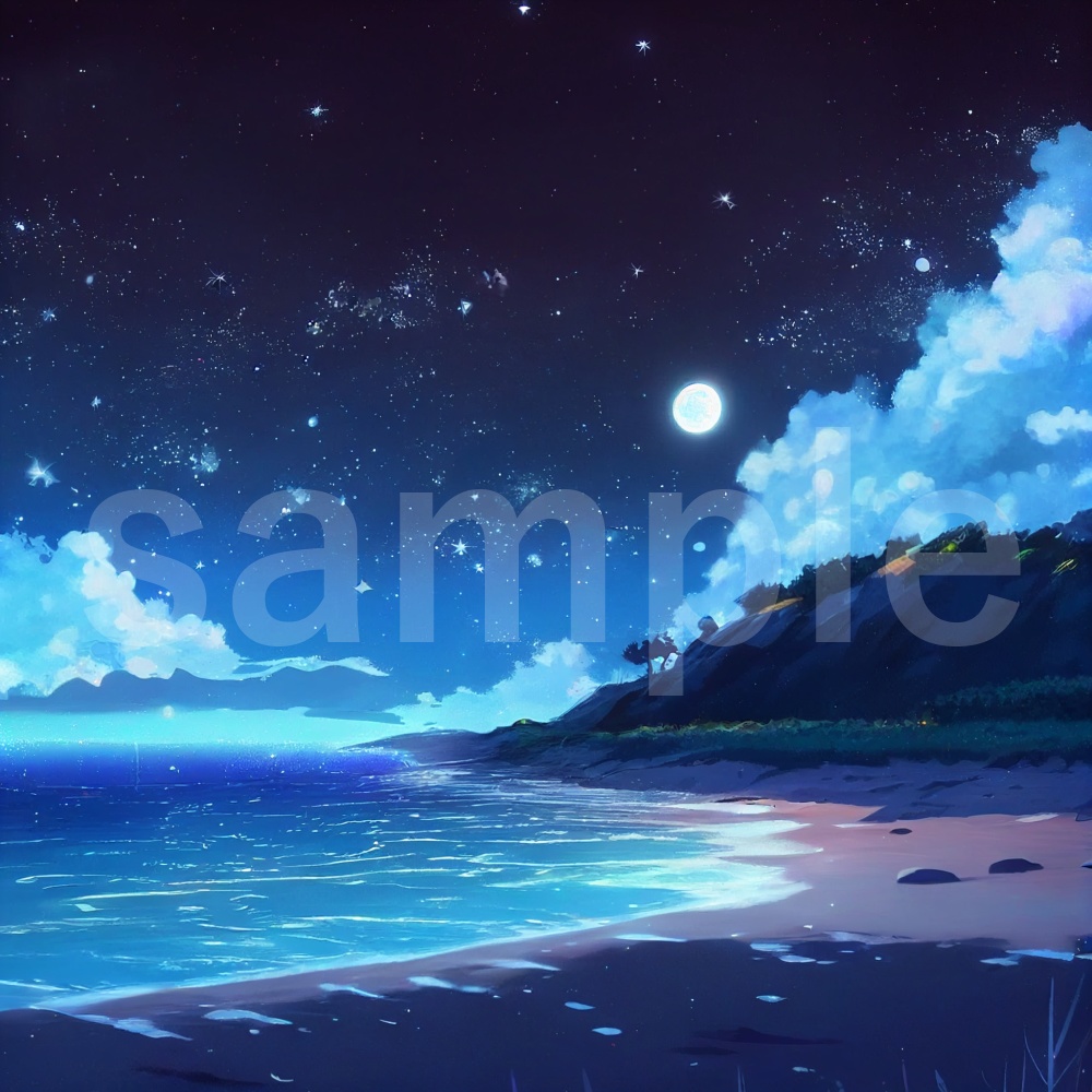 アニメ風な夜空のイラスト背景素材 8枚セット