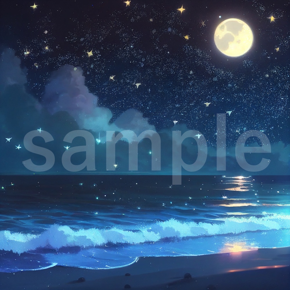 アニメ風な夜空のイラスト背景素材 8枚セット