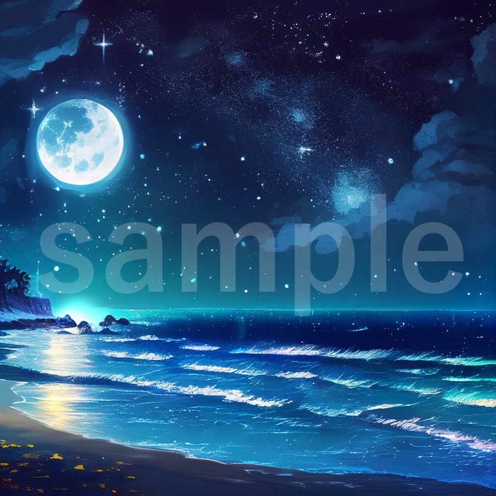 アニメ風な夜空のイラスト背景素材 8枚セット