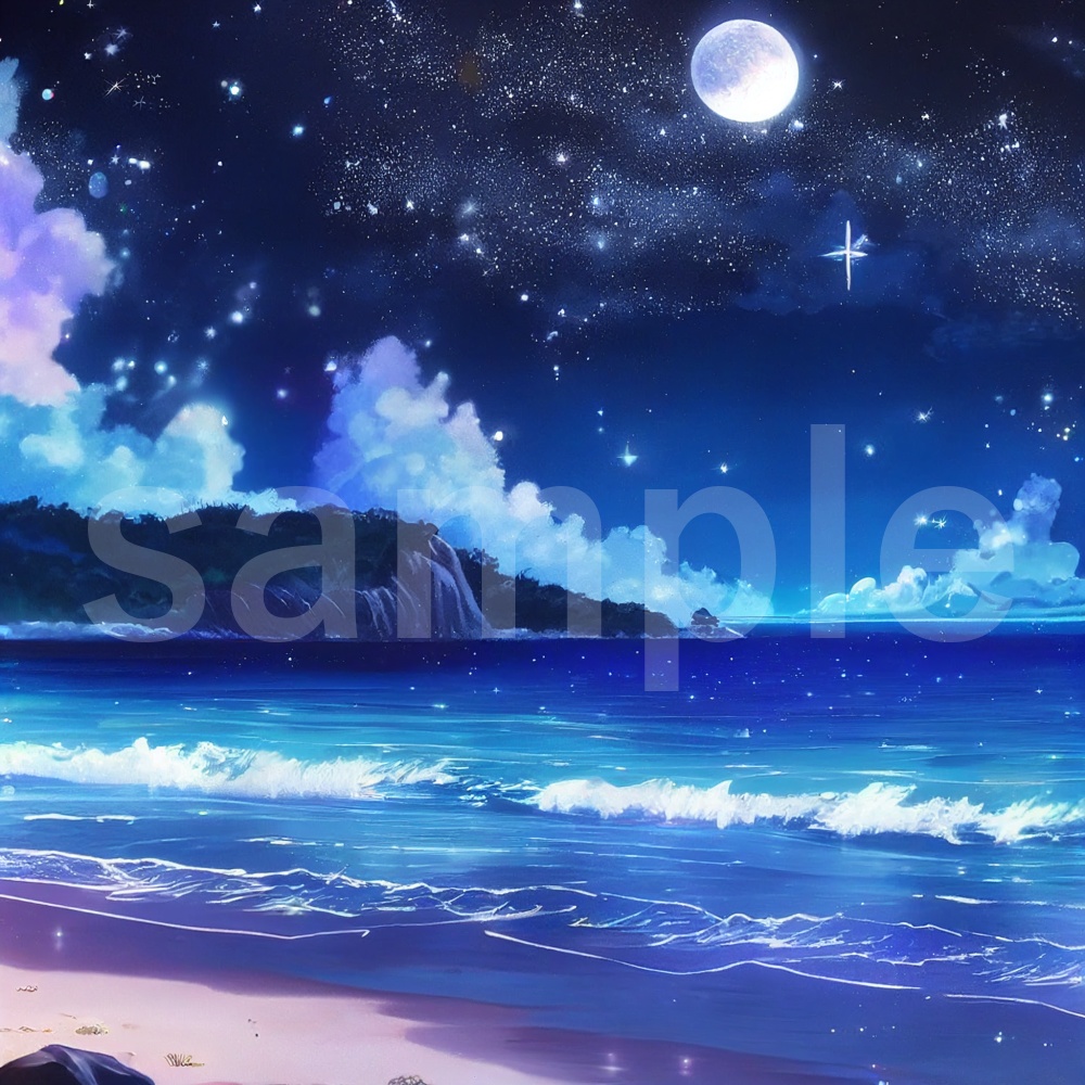 アニメ風な夜空のイラスト背景素材 8枚セット