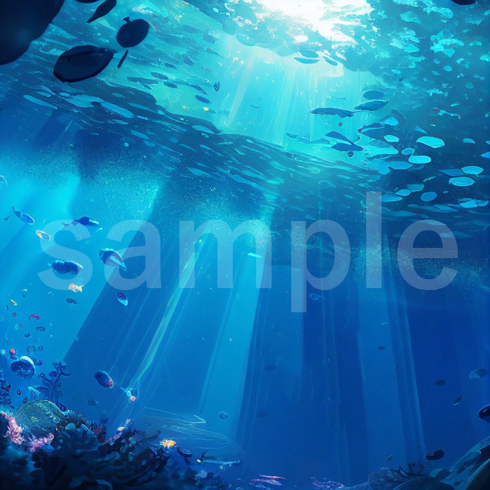 アニメ風な深海のイラスト背景素材 15枚セット