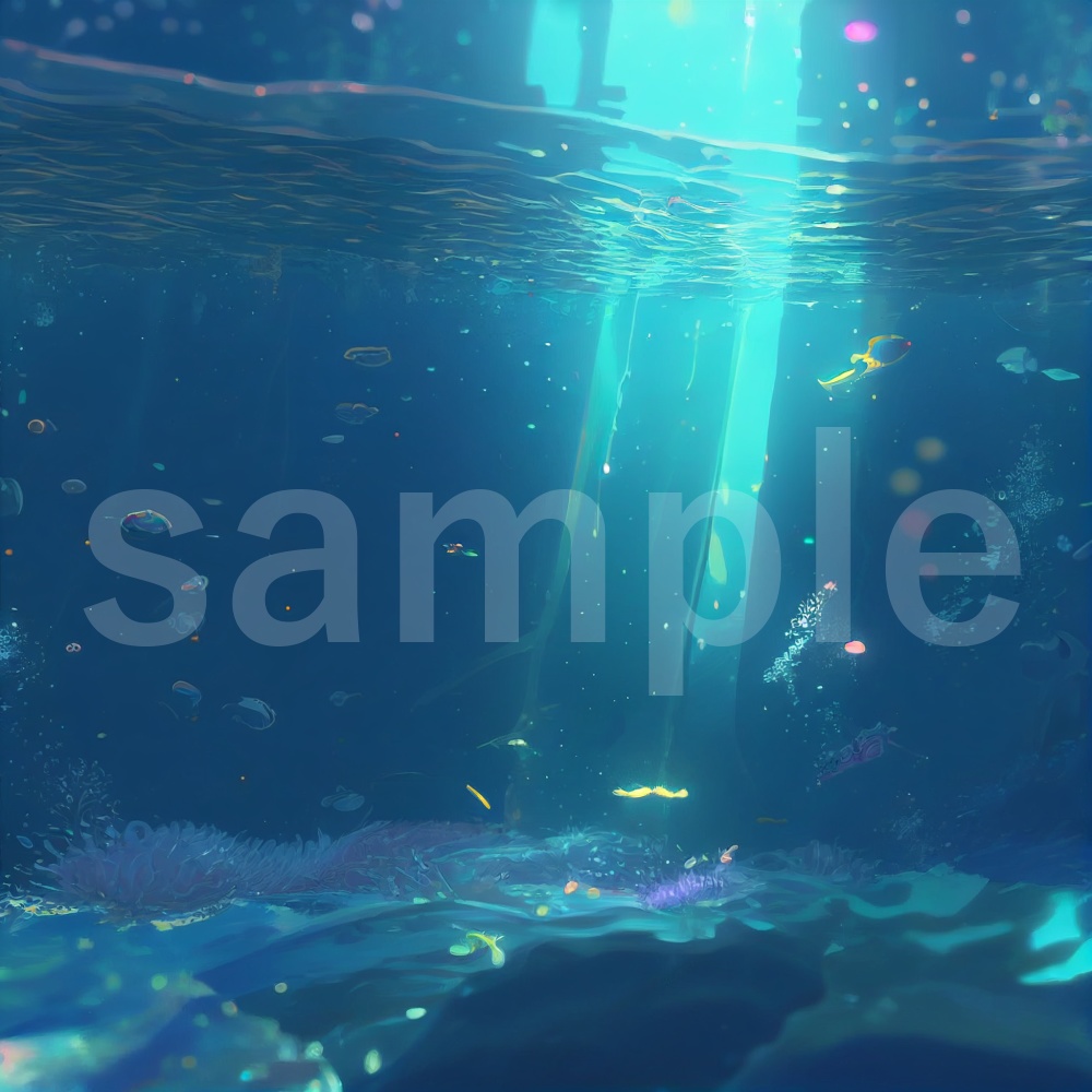 アニメ風な深海のイラスト背景素材 15枚セット